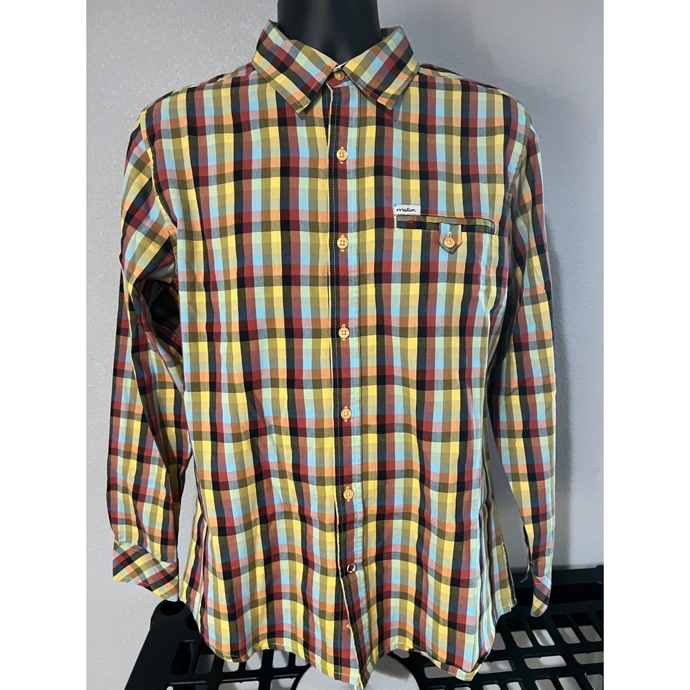 Y2K Matix Marc Johnson Signature Series Shirt Mens Medium Multi Plaid Excellent